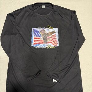Patriotic Black Long Sleeve Men's Shirt “Land of the Free Home Of the Brave”